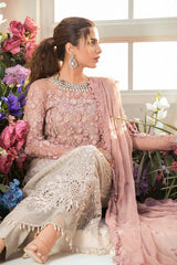 Luxury Pink & Biege Embroidered  3PCS Suit