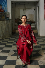 Embroidered Maroon  Lawn 2PCS Suit