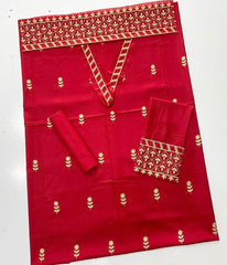 Embroidered Rich Red Lawn 2PCS Suit