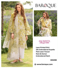 Luxury Pistal green  Embroidered Lawn 3PCS Suit