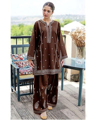 Embroidered Dark Brown  Lawn 2PCS Suit
