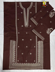 Embroidered Dark Brown  Lawn 2PCS Suit