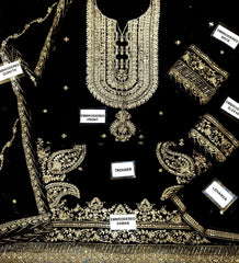 Luxury Black & Zinc  embroided 3 Pcs suit