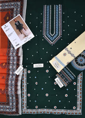 Embroidered Green & Biege Lawn 3PCS Suit