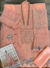 Luxury Pink & Silver Embroided Suits 3PCS