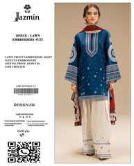 Embroidered DarkZinc  Lawn 3PCS Suit