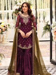 Luxury Golden & Mehroon  Embroided 3pcs suit
