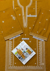 Embroidered Mustard & Blue  Lawn 2PCS Suit