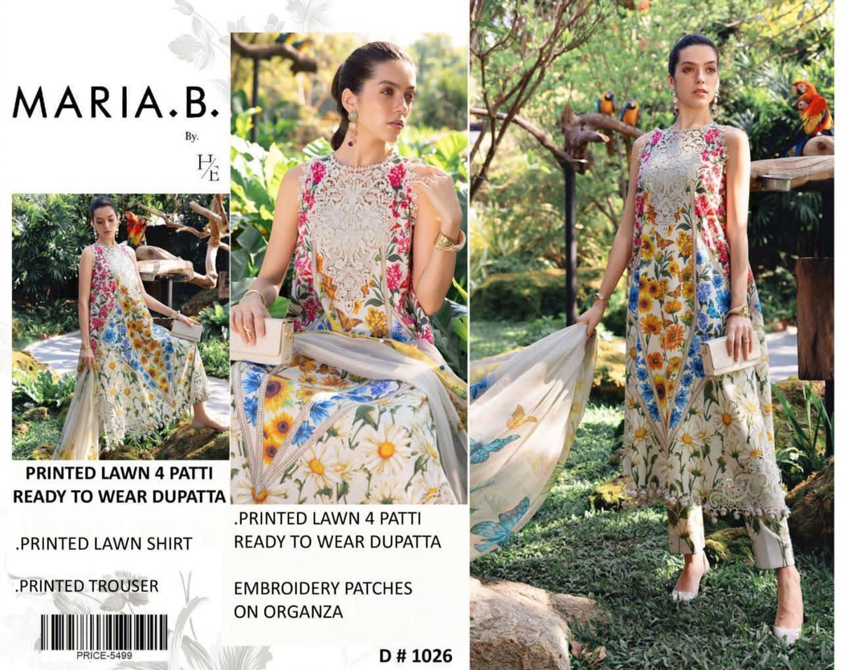 Luxury Multi Colour Embroidered  Lawn 3PCS Suit