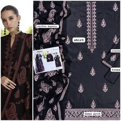 Embroidered Charcol Lawn 3PCS Suit