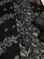 Luxury Embroidered Pure Black  Lawn 2PCS Suit