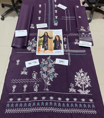 Embroidered Blue & Purple Lawn 2PCS Suit