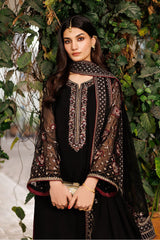 Black & Maroon Embroided Suits 3PCS