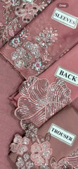 Premium  Pink  Embroidered 3PCS Suit
