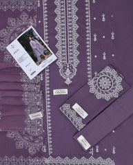 Embroidered Purple & White Lawn 3PCS Suit