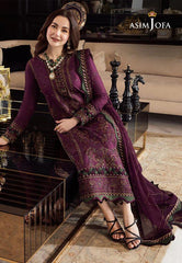 Luxury Purple Embroidered  3PCS Suit