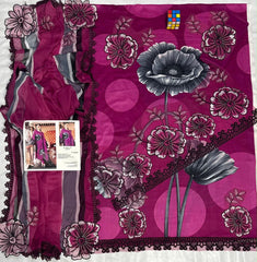 Luxury Purple & Black Embroidered Lawn 3PCS Suit