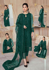 Luxury 5 Colours Green Embroided 3pcs suit