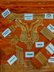 Luxury Rich yellow  Embroided Suits 3PCS Gharara