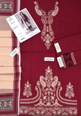 Embroidered Multi Maroon Lawn 3PCS Suit