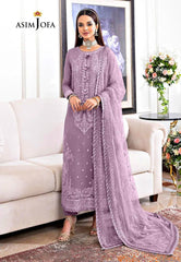 Luxury Purple & Silver  Embroided 3pcs suit
