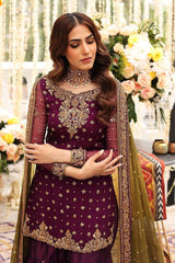 Luxury Golden & Mehroon  Embroided 3pcs suit