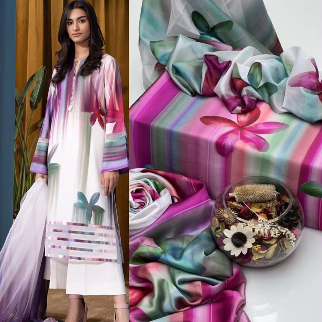 Multi Lining Printed Suits  3PCS
