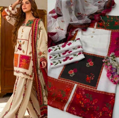 Beige  Multi  Printed Suits  3PCS