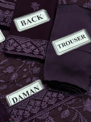 Premium Dark Purple Embroidered  3PCS Suit