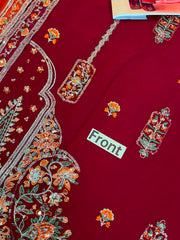 Premium Red & Orange Embroidered 3PCS Suit