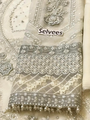 Premium White  Embroidered  3PCS Suit