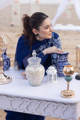 Premium Blue Silver Embroidered Lawn 3PCS Suit