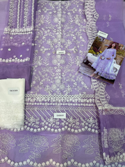 Premium Blue & Purple  Embroidered  3PCS Suit