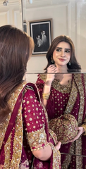 Premium Black & Maroon   Embroidered  3PCS Suit