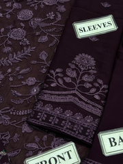 Premium Dark Purple Embroidered  3PCS Suit