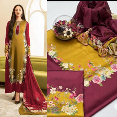 Mustard & Brown Printed Suits  3PCS