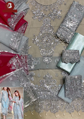 Premium Silver Embroidered  3PCS Suit