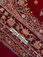 Premium Red & Orange Embroidered 3PCS Suit