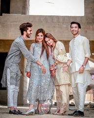 Premium Silver Embroidered  3PCS Suit