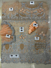 Premium Golden Embroidered  3PCS Suit