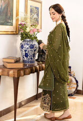 Premium Mehndi shade  Embroidered  3PCS Suit
