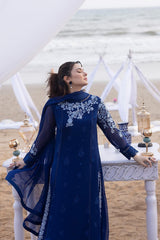 Premium Blue Silver Embroidered Lawn 3PCS Suit
