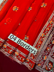 Premium Red & Orange Embroidered 3PCS Suit
