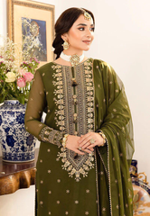 Premium Mehndi shade  Embroidered  3PCS Suit