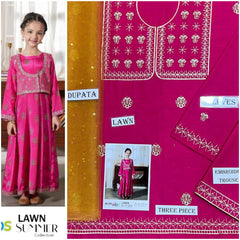 Pink & Yellow Lawn Kids  – 3 Piece Suit