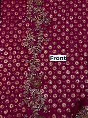 Premium Black & Maroon   Embroidered  3PCS Suit