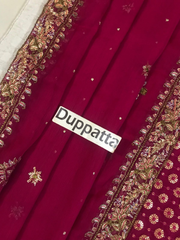 Premium Black & Maroon   Embroidered  3PCS Suit