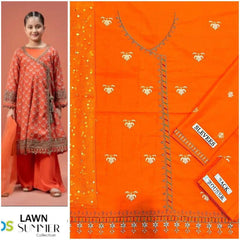 Shine orange Lawn Kids  – 3 Piece Suit