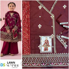 Choclate colour Lawn Kids  – 3 Piece Suit