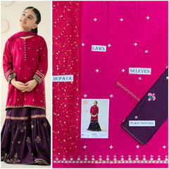 Pink & Purple Lawn Kids  – 3 Piece Suit